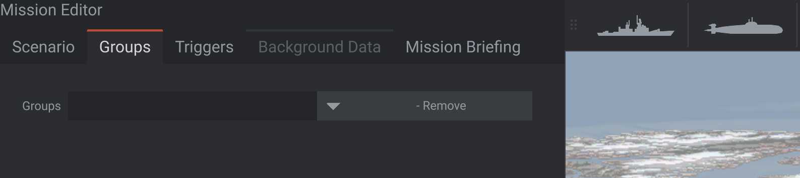 Sea Power Mission Editor Groups Tab