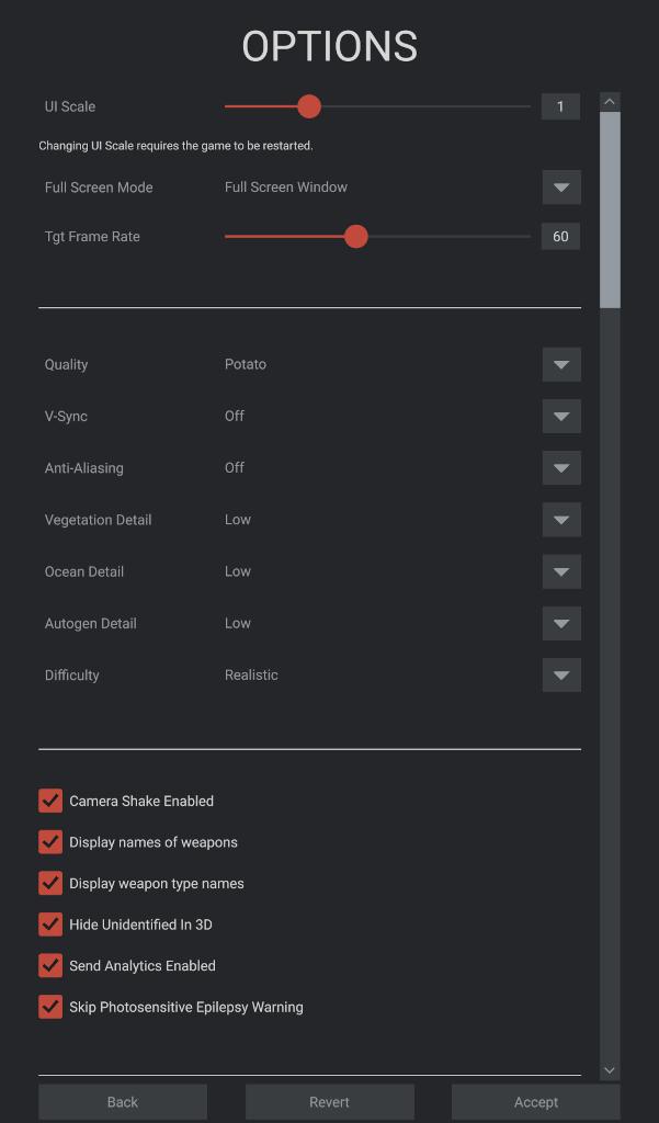 Options Video Settings Menu Sea Power